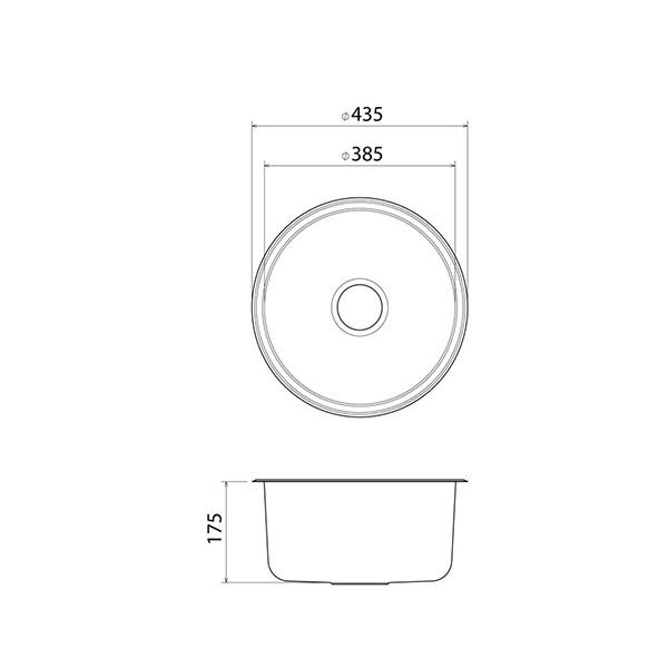 Clark Round Bowl Overmount Kitchen Sink - dimensions