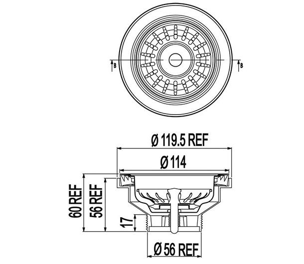 Clark Monaco Single Bowl Undermount Kitchen Sink basket waste dimensions