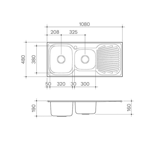 Clark Vital 1.75 End Bowl Kitchen Sink - specs