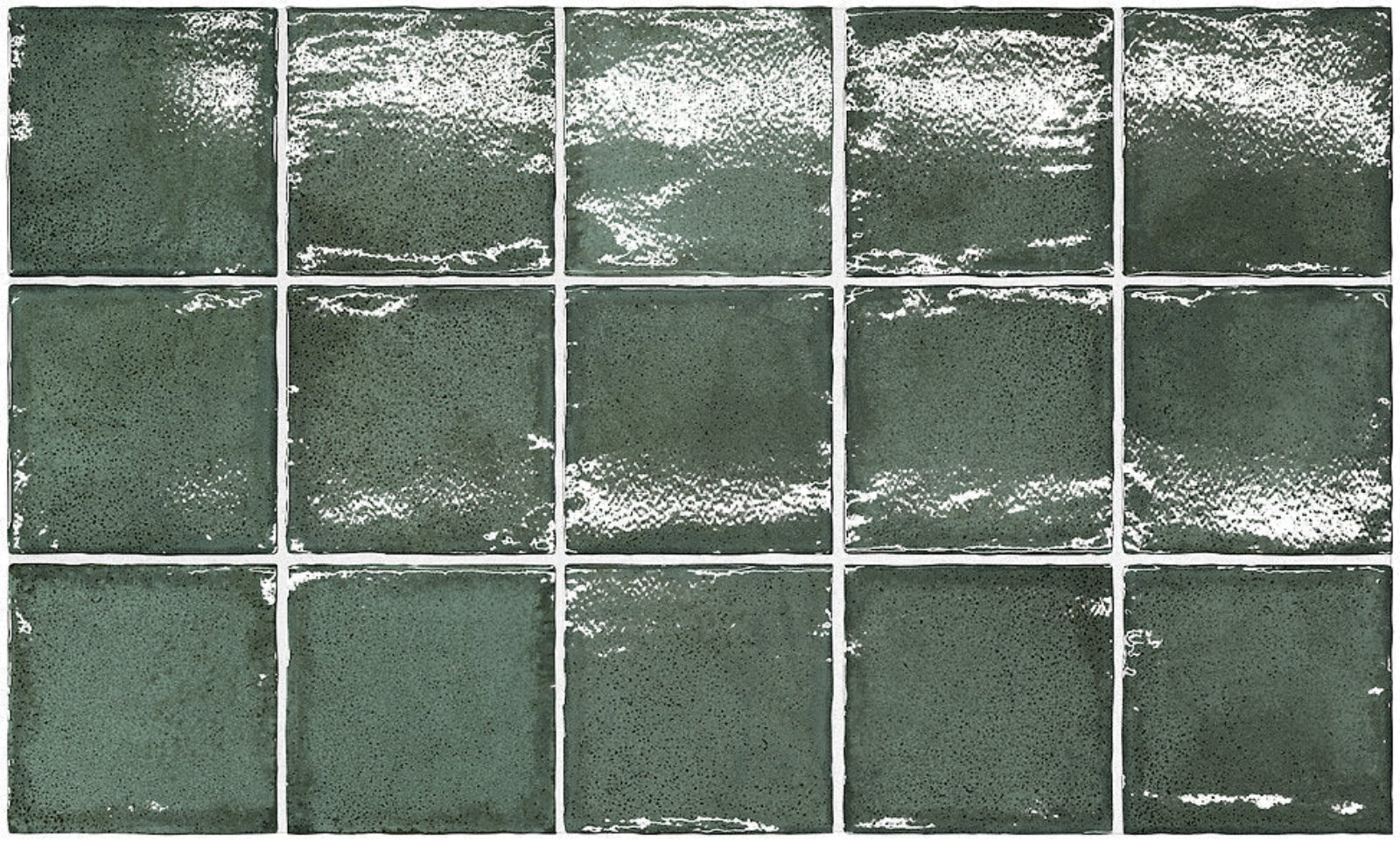 Looks Dark Green Dianna Zellige Tile 100 x 100 x 9mm Spanish Ceramic - The Blue Space