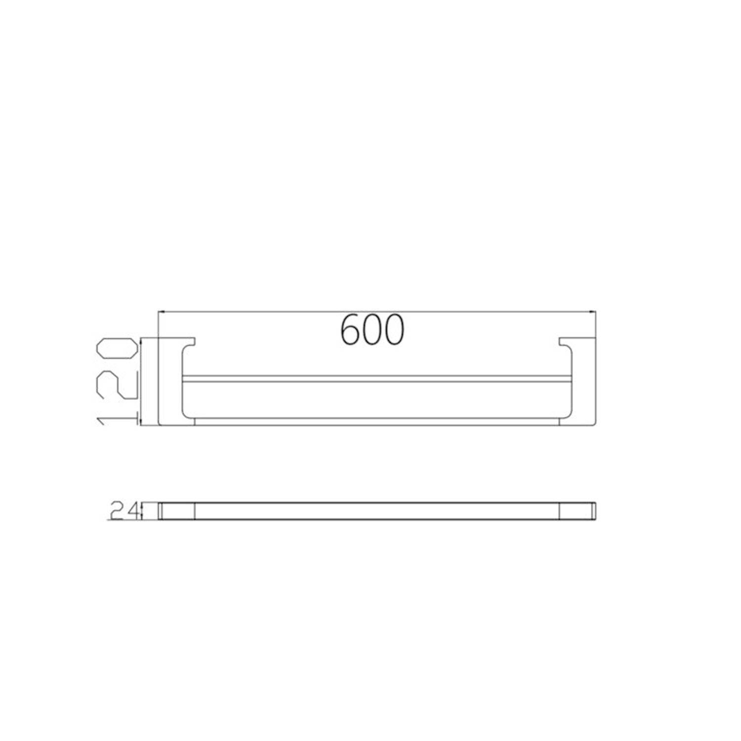 Technical Drawing: Nero Pearl/Vitra Double Towel Rail Chrome 600mm