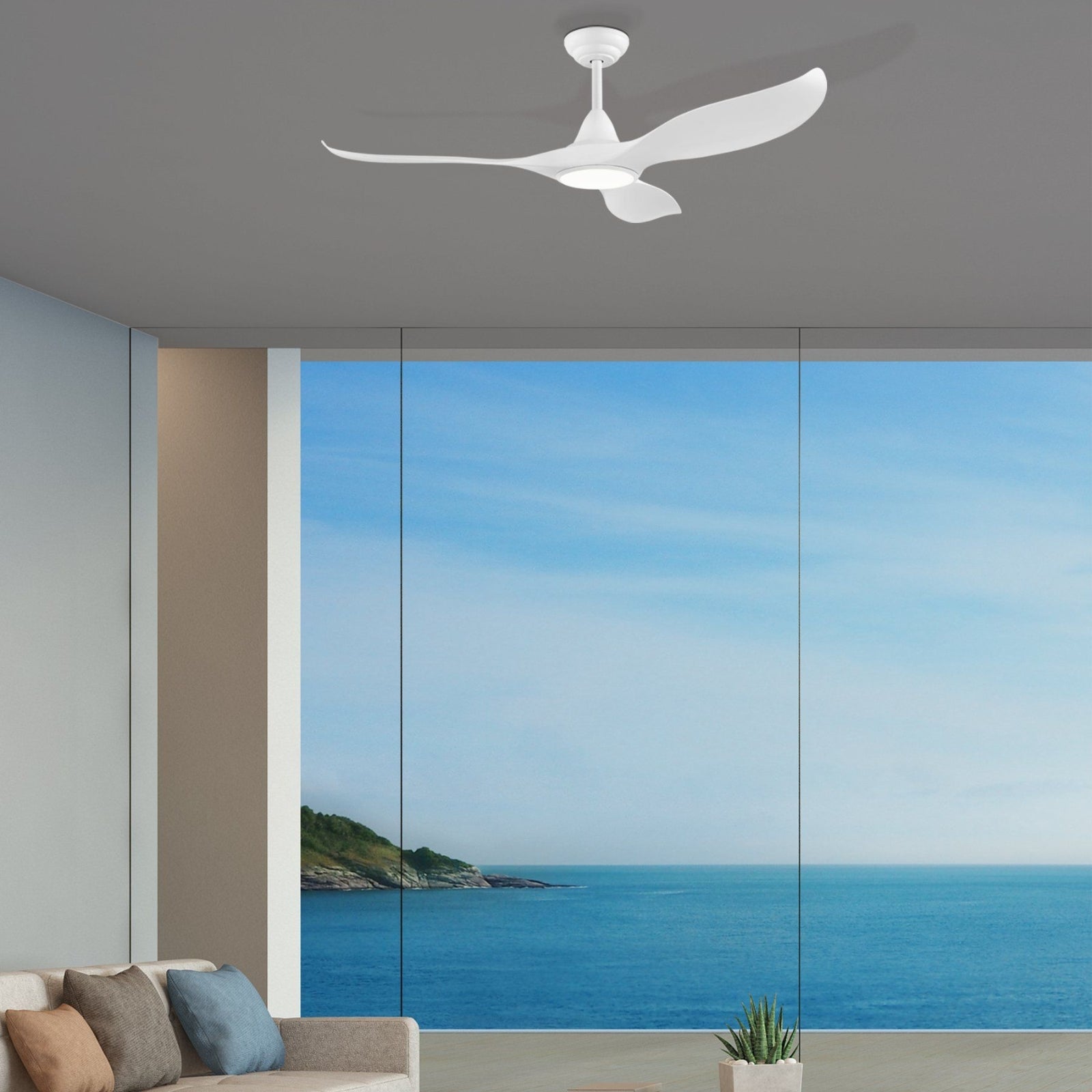 LIfestyle Eglo Noosa 52in 132cm DC Ceiling Fan with 18W LED CCT Light - White 202971 - The Blue Space