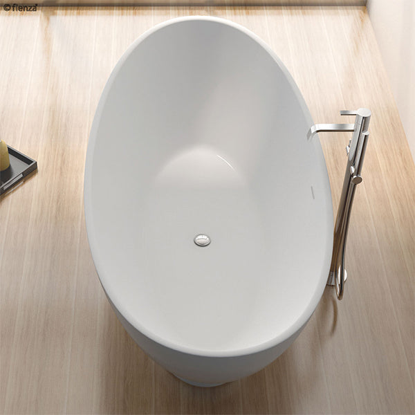 Fienza Antonia Matte White Stone Freestanding Bath Lifestyle Image