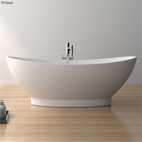 Fienza Antonia Matte White Stone Freestanding Bath Front Image