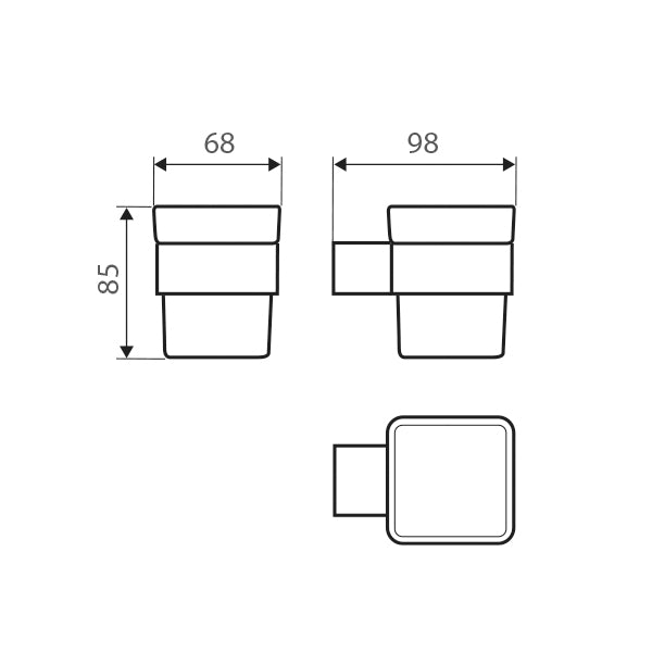 Fienza Koko Tumbler Holder Matte Black Technical Drawing - The Blue Space