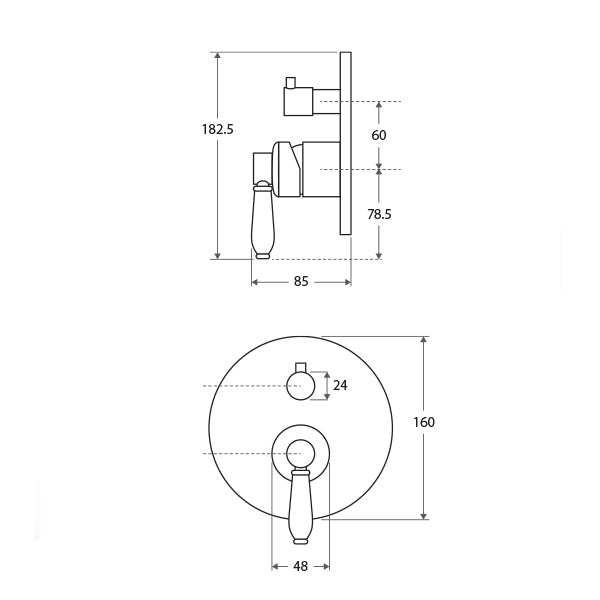 Fienza Eleanor Wall Mixer Diverter Dimensions