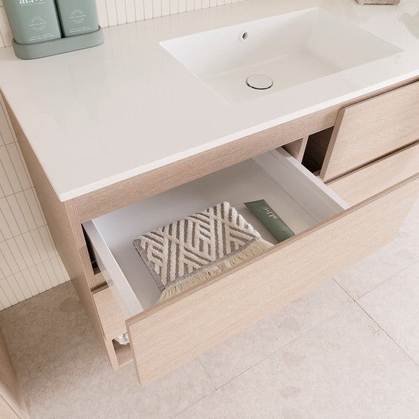 ADP Glacier Lite Shelf features Fresh White interiors with Hettich InnoTech white drawers | The Blue Space