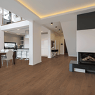 Genuine Oak Engineered Flooring Chocolate in living room - The Blue Space