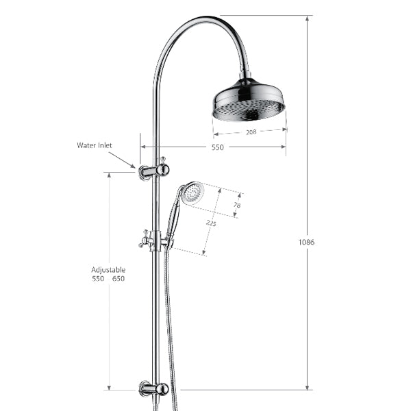 Fienza Lillian Multifunction Rail Shower - Matte Black