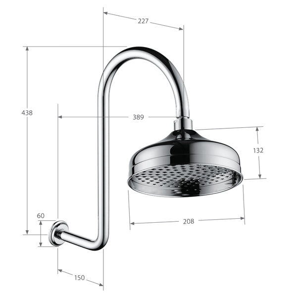 Fienza Lillian Wall Arm Shower Set - Brushed Nickel specs