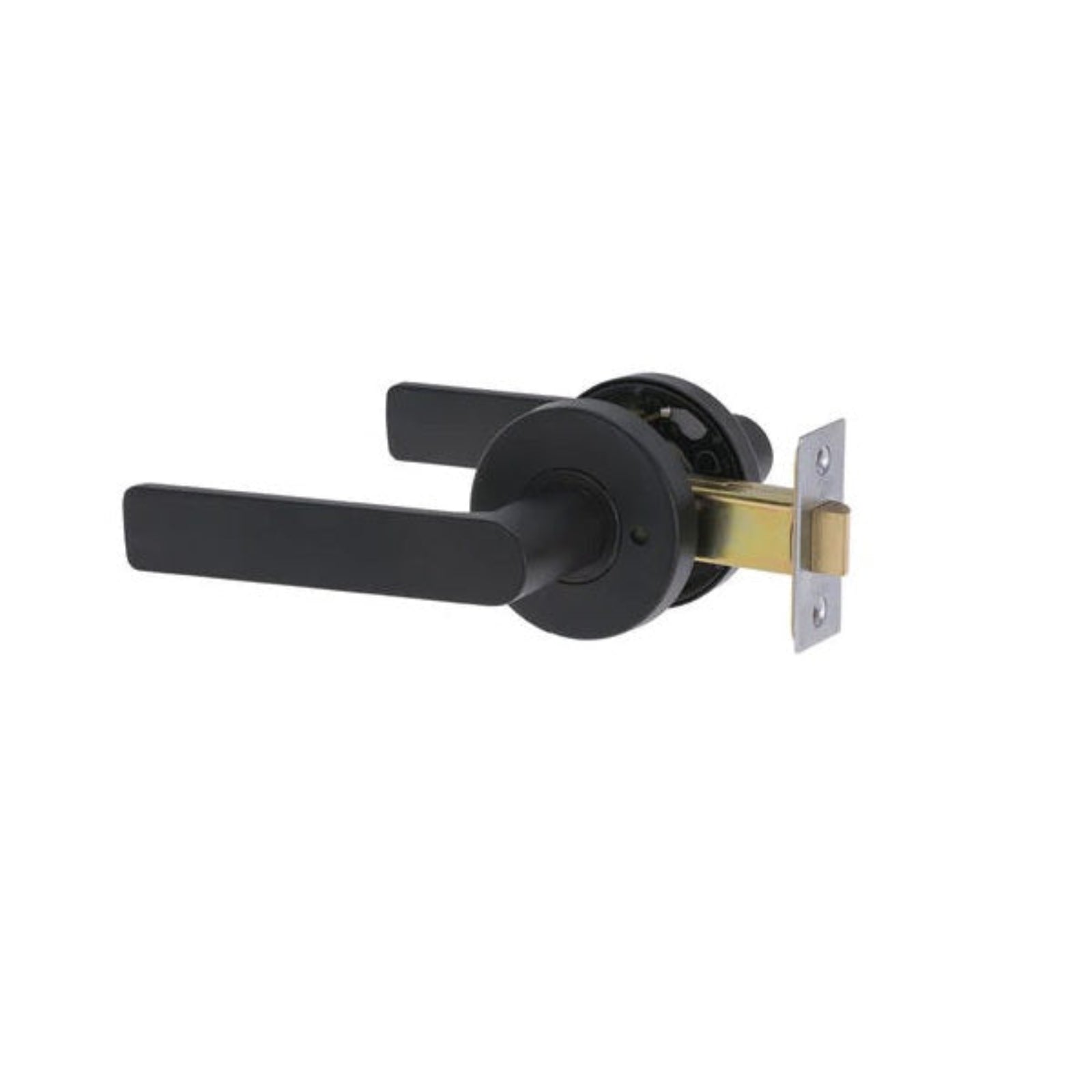 Latch Lockwood Element L3 Velocity Privacy Lever Door Handle Set Large Round Rose Matte Black VEL2/L3MBK - The Blue Space