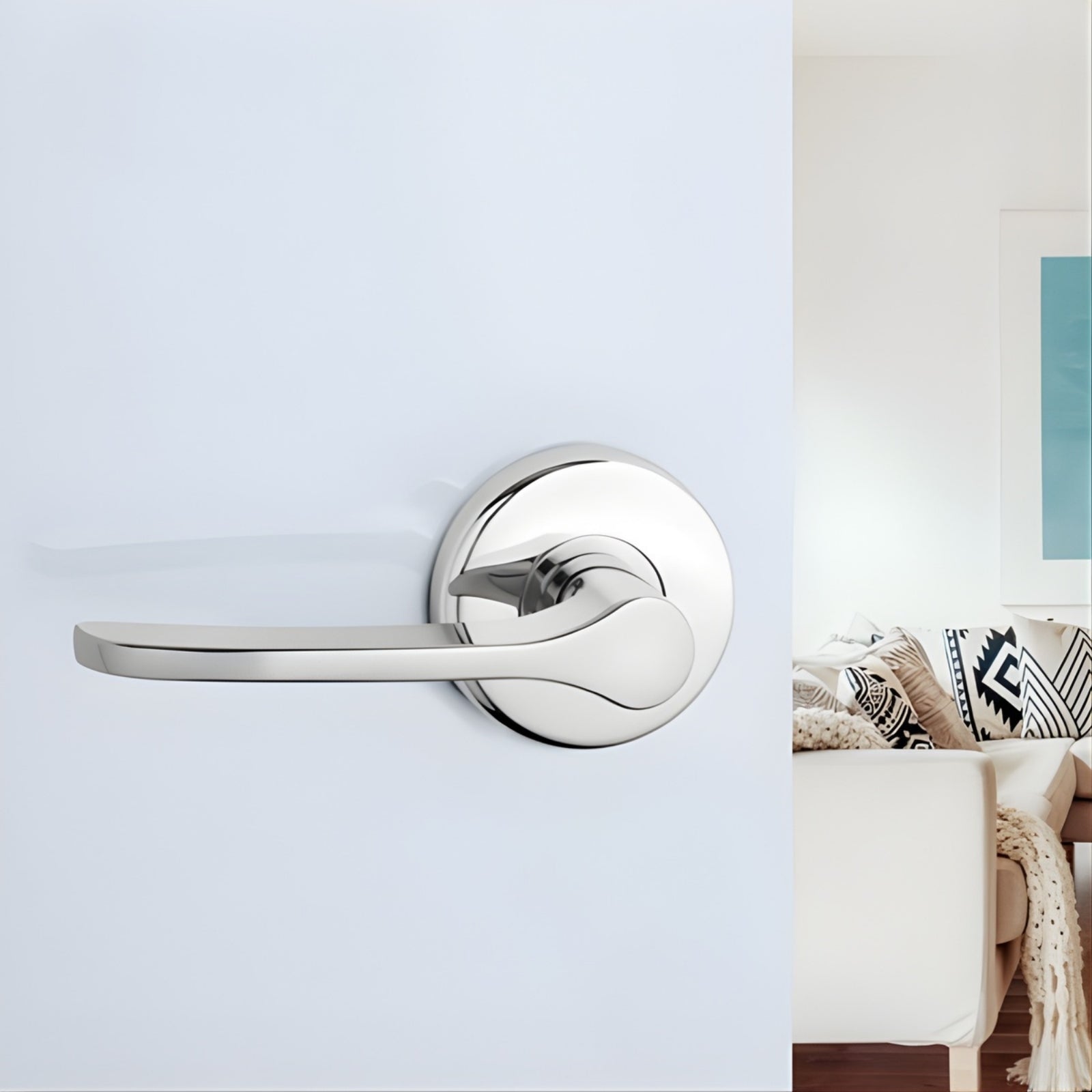 Lifestyle Lockwood Saltbush L34 Velocity Privacy Lever Door Handle Set Large Round Rose Chrome Plate VEL2/34CP - The Blue Space