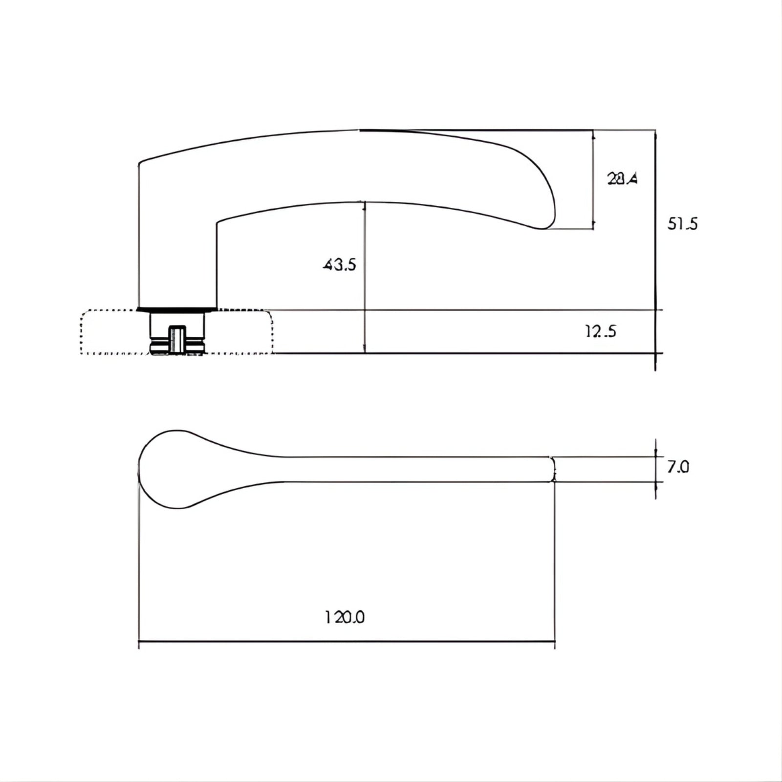 Line Drawing Lockwood Saltbush L34 Velocity Privacy Lever Door Handle Set Small 55mm Round Rose Satin Chrome VSR2/34SC - The Blue Space