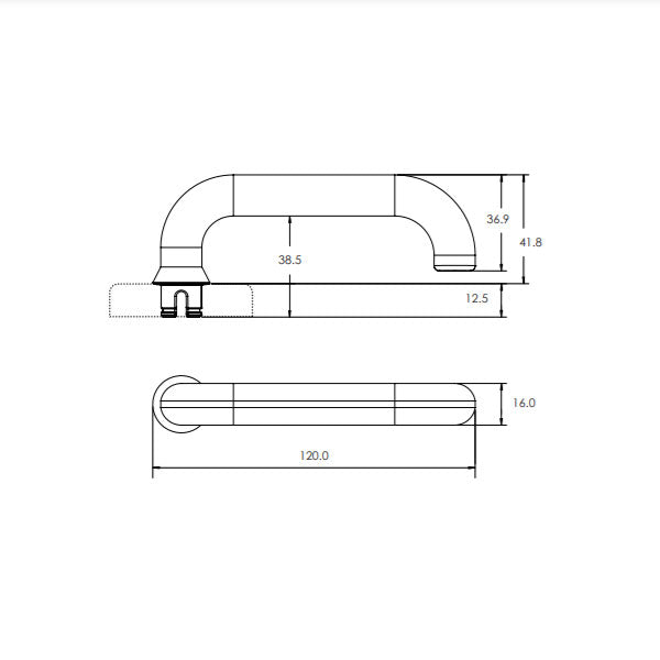 Technical Drawing - Lockwood Gidgee L37 Velocity Passage Lever Set Large Round Rose Matte Black