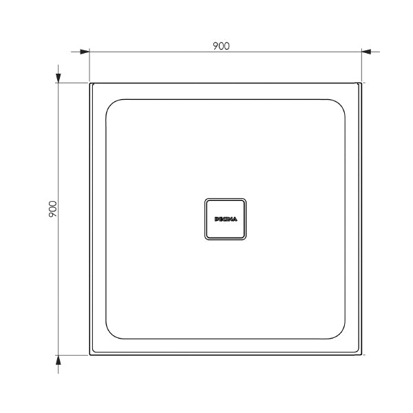 Decina Luna 900 Centre Outlet Shower Base Technical Drawing - The Blue Space