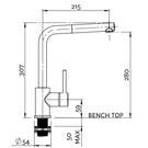 Methven Culinary Metro Pull Out Sink Mixer Technical Drawing