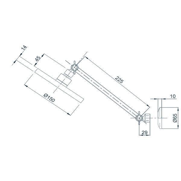 Methven Krome 150mm Hi Rise Shower (Matte Black) Technical Drawing