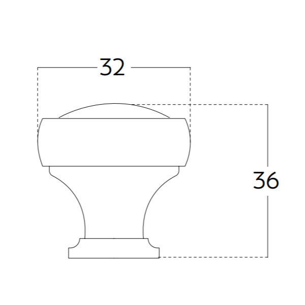 Technical Drawing - Momo Handles Pellaro Knob 32mm Brushed Nickel