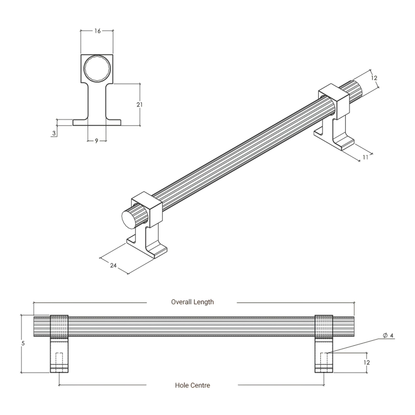 Line Drawing Momo Handles Ambrose Bar Pull Antique Bronze AMB224.ABM - The Blue Space