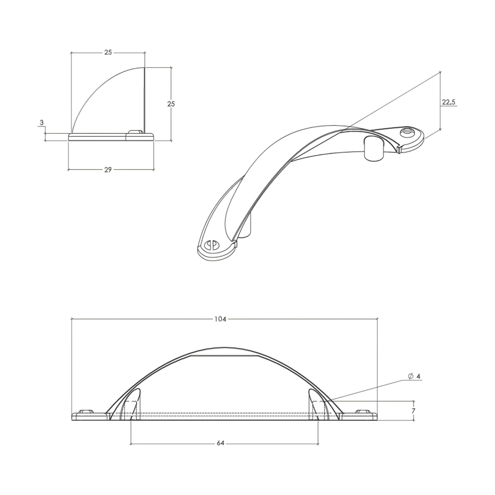 Line Drawing Momo Handles Florencia Cup Pull 64mm Brushed Nickel CTCP.BRN.FG - The Blue Space