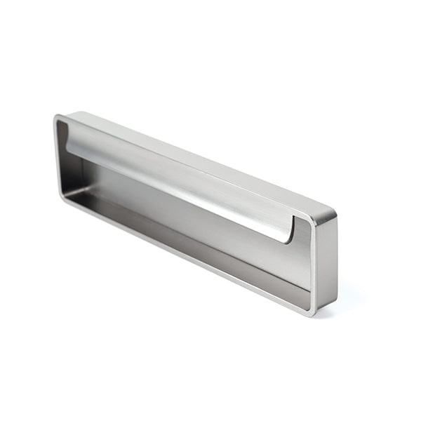 Side View Momo Handles Fold Flush Pull 128mm Brushed Nickel Online at The Blue Space