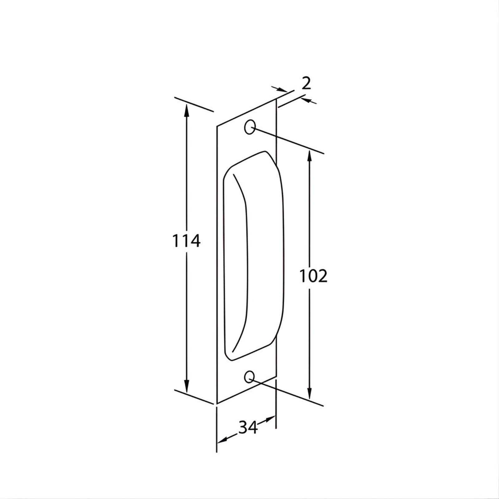Line Drawing Momo Handles Jena Flush Pull Handle 114mm Matt Black FP75.MBL.FG - The Blue Space