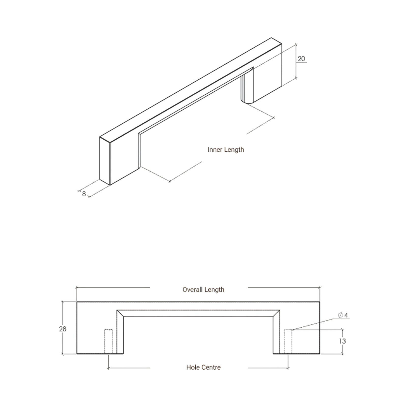 Line Drawing Momo Handles Livorno D Handle Matte Black M3163.192.MBL.FG - The Blue Space
