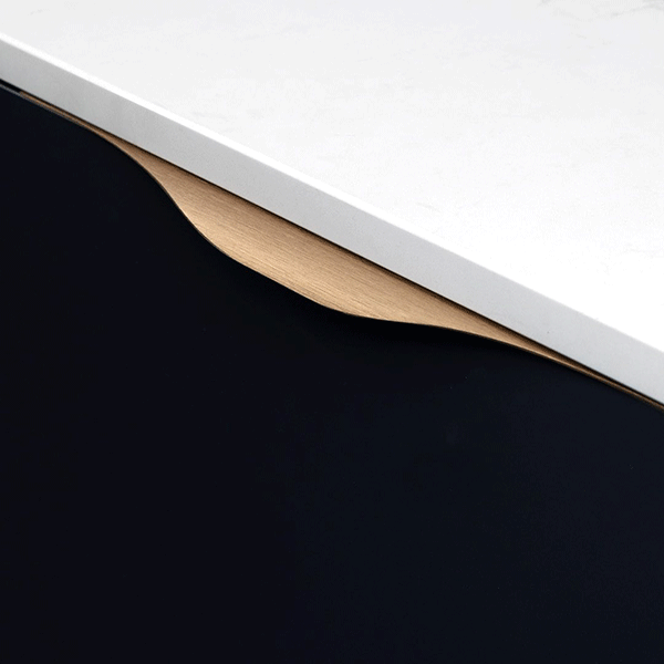 Momo Handles Noma Pull Handle Brushed Dark Brass | Black and white kitchen online at The Blue Space