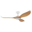 Eglo Noosa 52" 132cm DC Ceiling Fan with 18W LED CCT Light - White with Bamboo Finish - The Blue Space