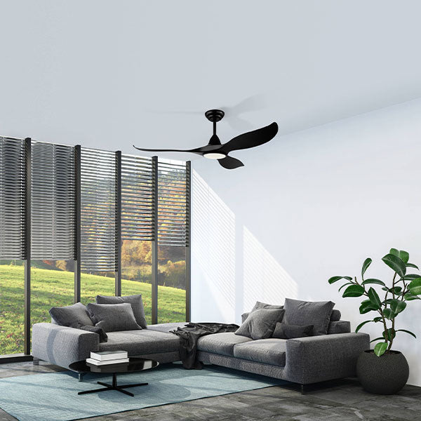 Eglo Noosa 52" 132cm DC Ceiling Fan with 18W LED CCT Light - Black - The Blue Space