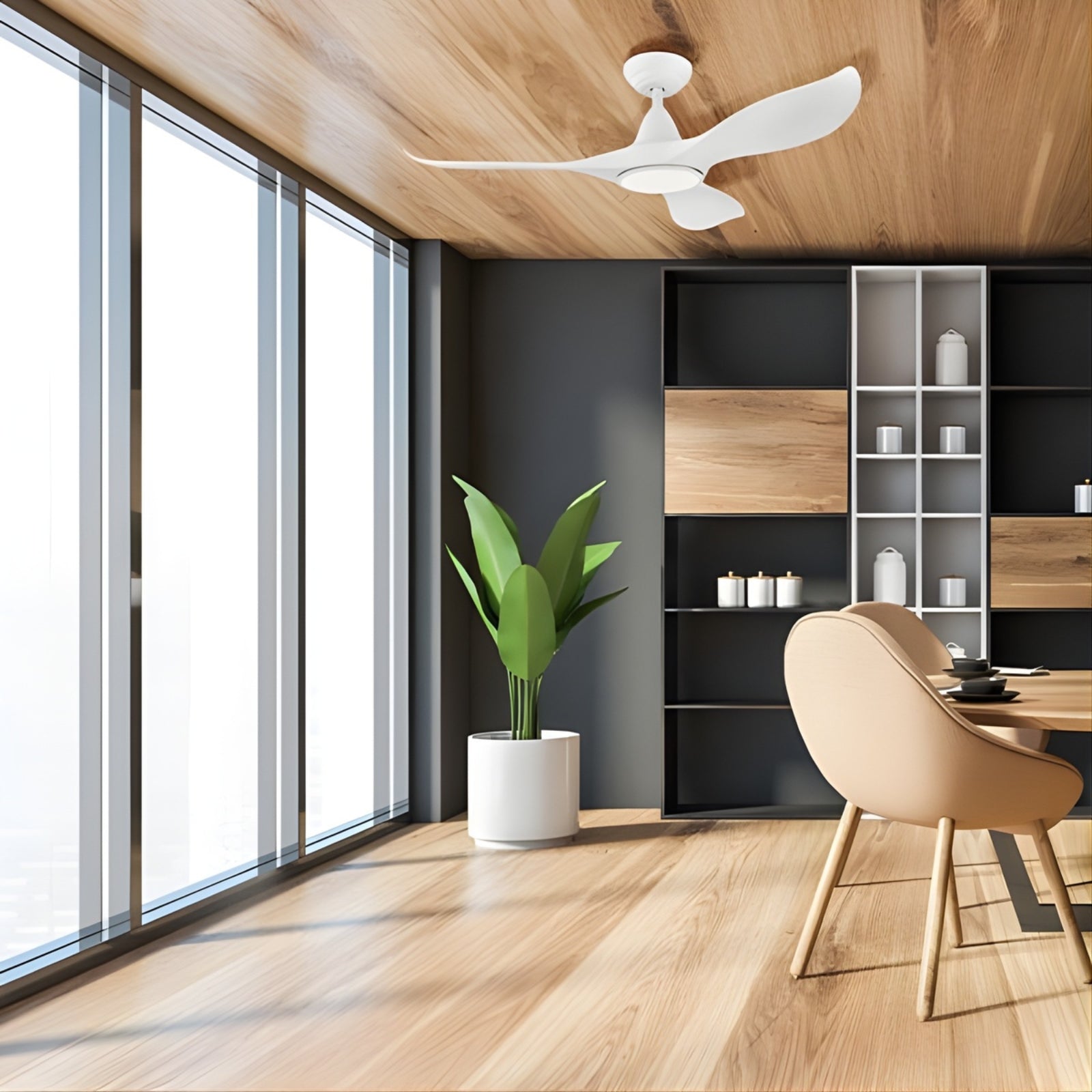 Eglo Noosa 46" 116cm DC Ceiling Fan with 18W LED CCT Light White - The Blue Space