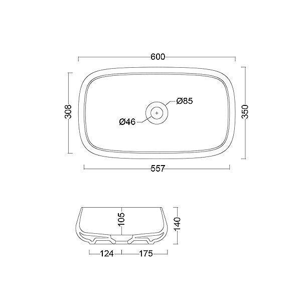 Technical Drawing - Studio Bagno Nur 60 Basin