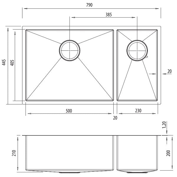 Oliveri Spectra 1 & 1/2 bowl stainless sink NTH