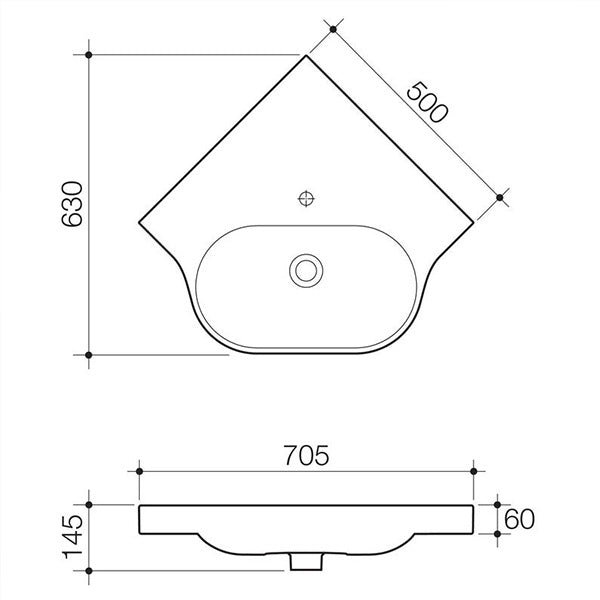 Caroma Opal Sole Corner Wall Basin