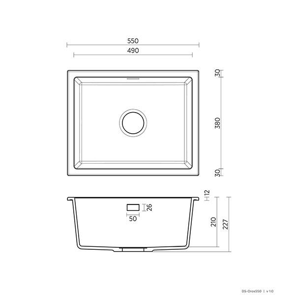 Technical Drawing - Seima Oros 550 Kitchen Sink