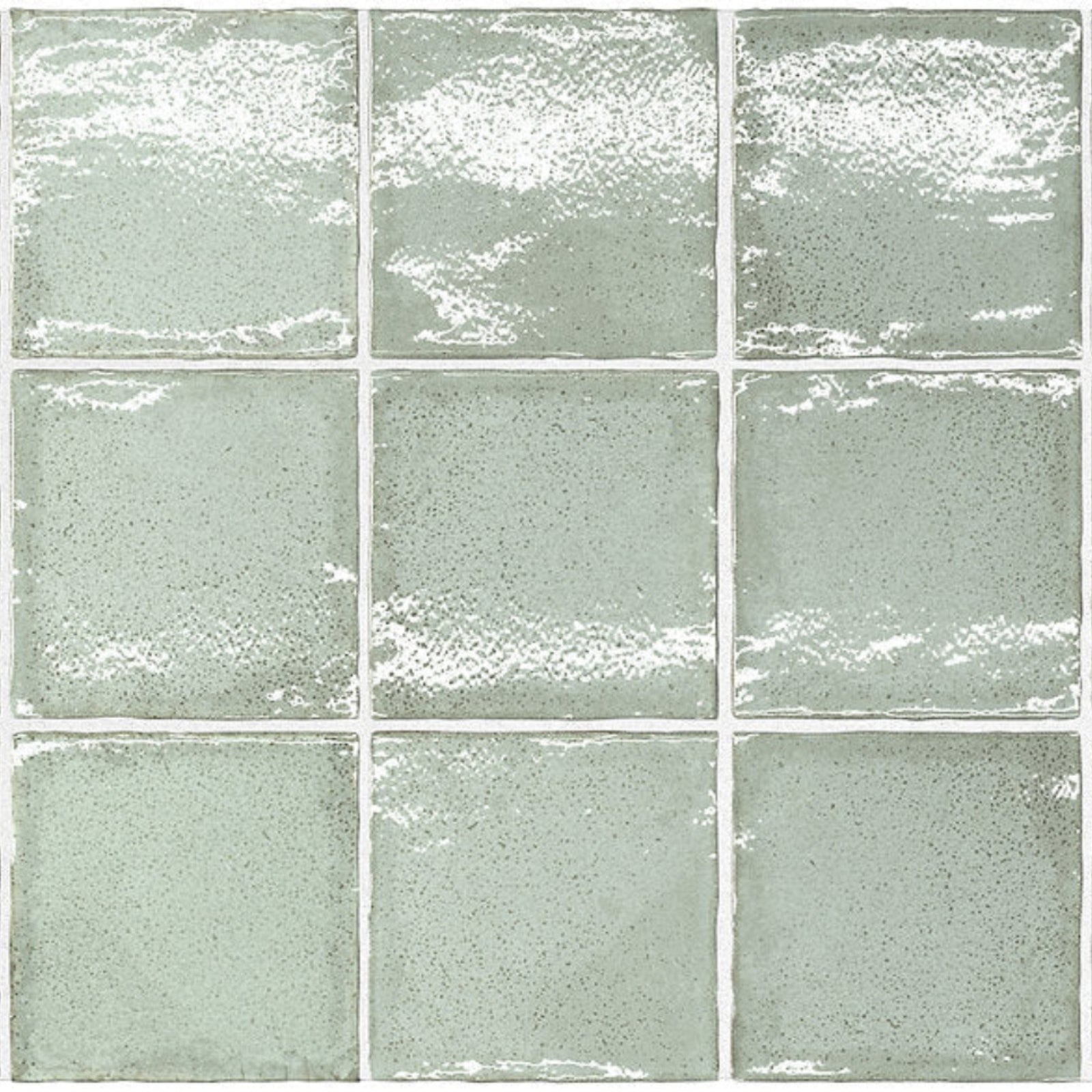 Looks Pale Green Dianna Zellige Tile 100 x 100 x 9mm Spanish Ceramic - The Blue Space