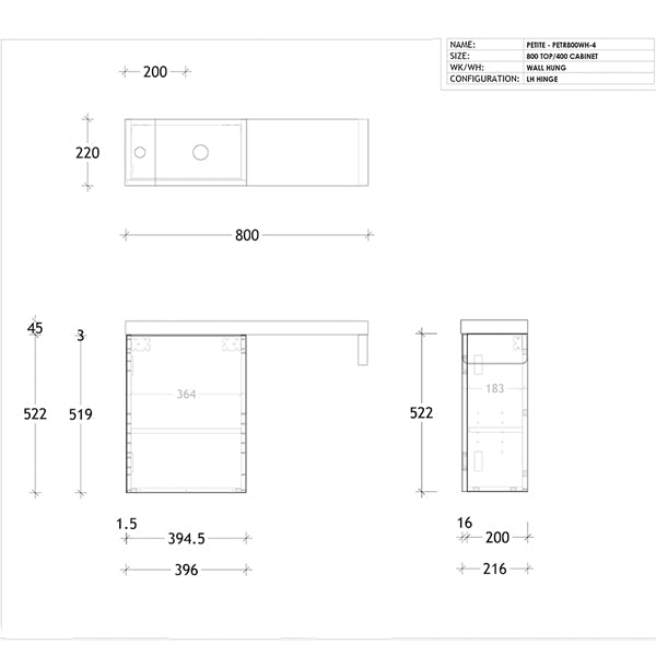 ADP Petite Rail Vanity
