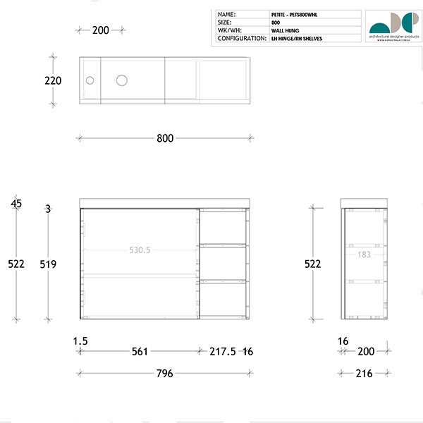 ADP Petite Shelf Vanity by ADP - The Blue Space