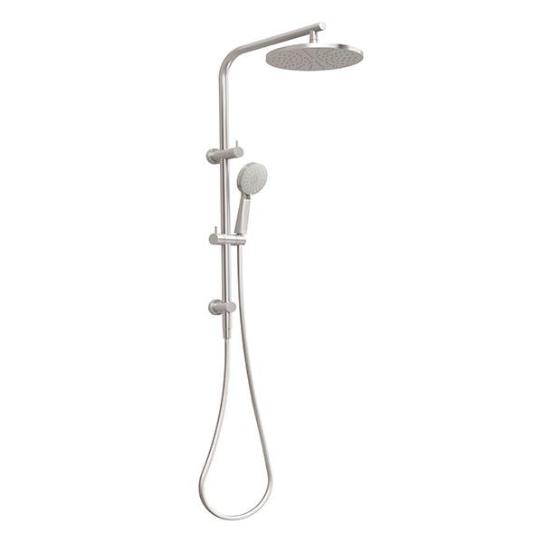 Vivid Slimline Twin Shower - Brushed Nickel Online at The Blue Space