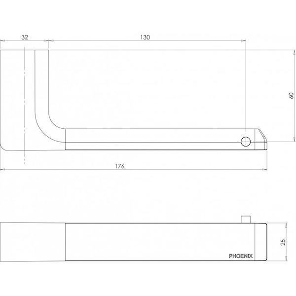 Phoenix Gloss Toilet Roll Holder Brushed Gold Technical Drawing - The Blue Space
