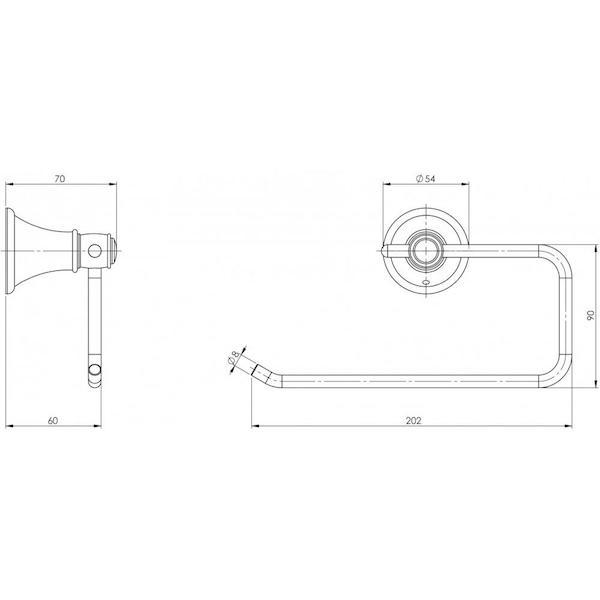 Phoenix Nostalgia Hand Towel Holder Technical Drawing - The Blue Space
