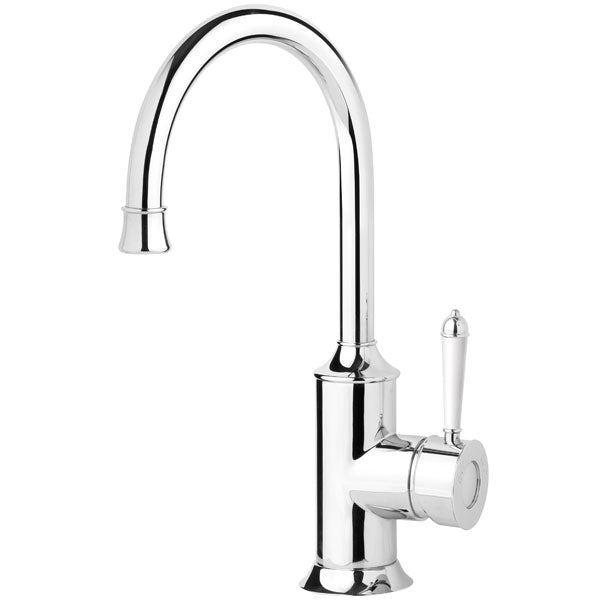 Phoenix Nostalgia Sink Mixer 160mm Gooseneck- Chrome/White - The Blue Space