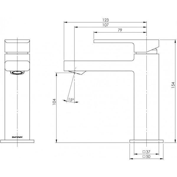 Technical Drawing - Phoenix Radii Basin Mixer