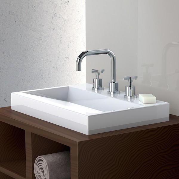 Phoenix Radii Basin Set 160mm Square Line in bathroom
