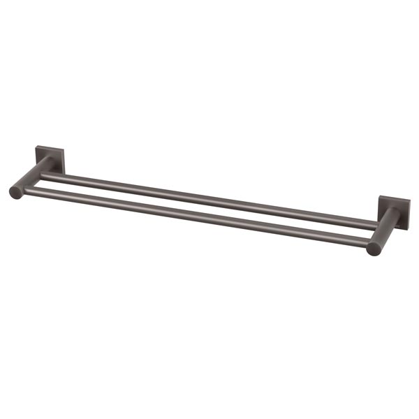 Phoenix Radii Double Towel Rail Square Plate - Gun Metal - The Blue Space'