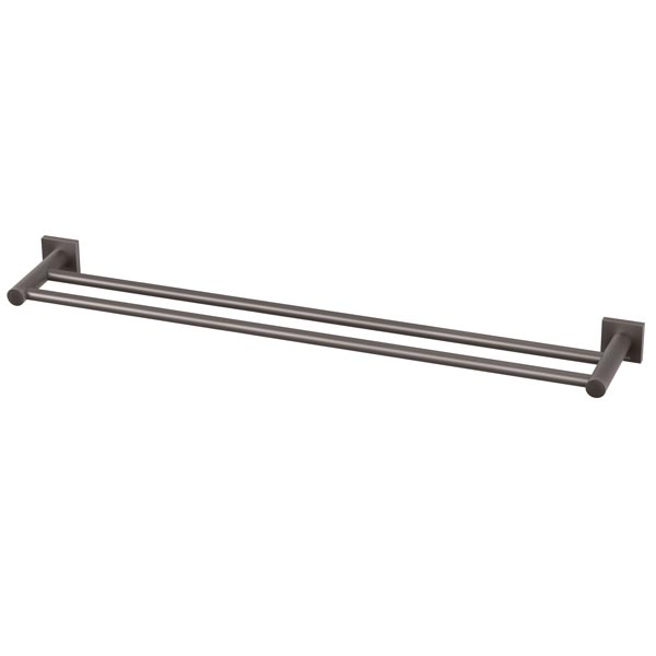 Phoenix Radii Double Towel Rail Square Plate - Gun Metal - The Blue Space'