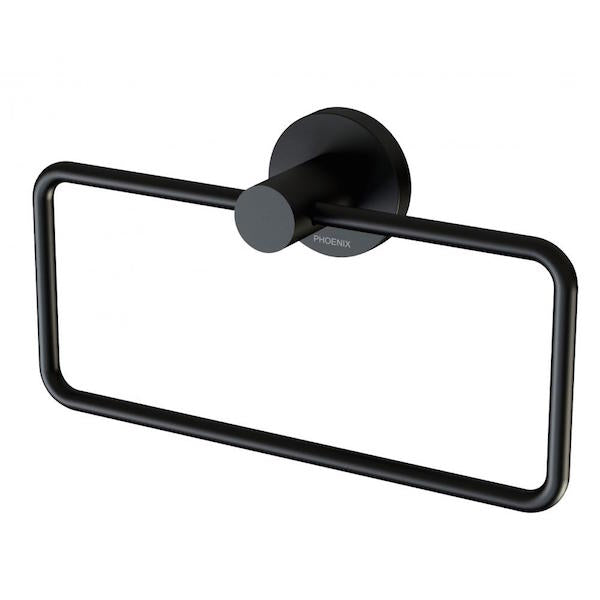 Phoenix Radii Hand Towel Holder Round Plate - Matte Black - The Blue Space