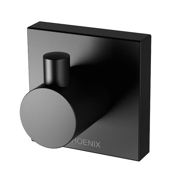 Phoenix Radii Robe Hook Square Plate - Matte Black - The Blue Space