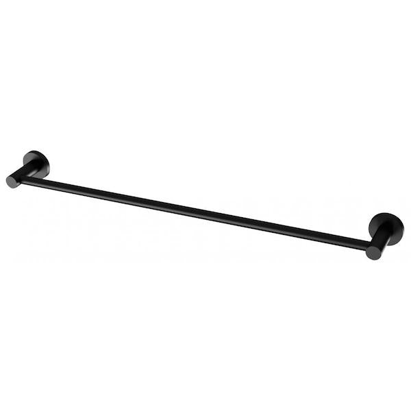 Phoenix Radii Single Towel Rail Round Plate 600mm Matte Black - The Blue Space