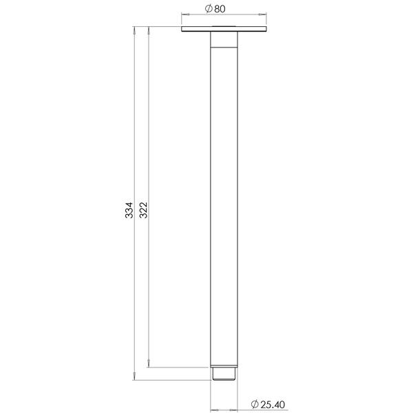 Phoenix Vivid Ceiling Arm Only 300mm Technical Drawing - Online at The Blue Space